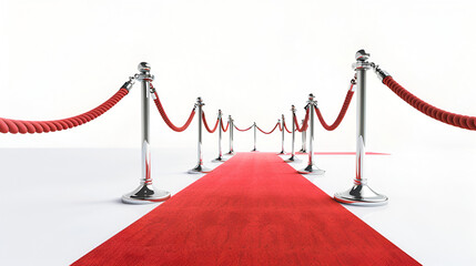 Red Carpet and Rope Barriers at the Success,
Red carpet isolated on white background3dillustration