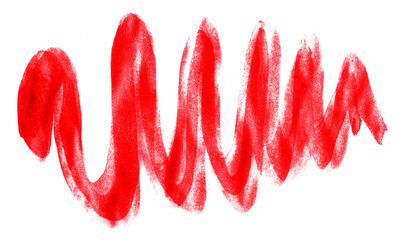 Red brush strokes isolated on transparent background.