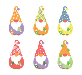 Vector illustration of cute fall autumn gnome.  Set Of Gnome Characters, Cartoon Illustration