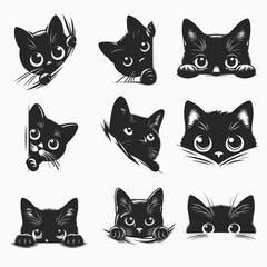Peeking Cat Svg vector silhouette  Bundle  file, Cute cat SVG, Peeking Cat Svg vector silhouette  file
