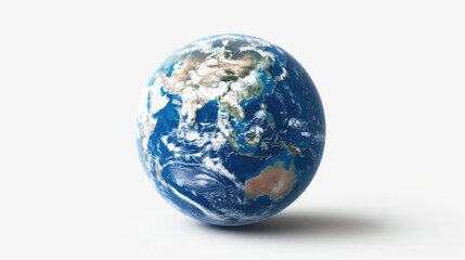 Fototapeta premium a globe, isolated against a pristine white background, showcasing the intricate geography of the world as seen from space.