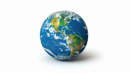 Fototapeta premium a globe, isolated against a pristine white background, showcasing the intricate geography of the world as seen from space.