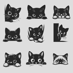 Peeking Cat Svg vector silhouette  Bundle  file, Cute cat SVG, Peeking Cat Svg vector silhouette  file