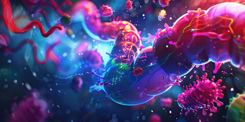 Obraz premium Stomach Cramps: The Sharp, Cramping Pain of Abdominal Discomfort - Picture a scene where the stomach cramps, causing sharp, cramping pain and discomfort