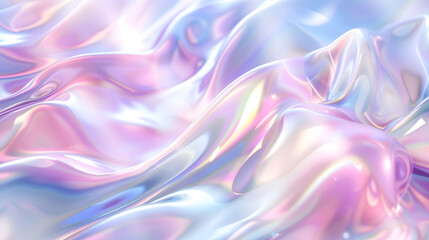 Obraz premium Dreamy wave photorealistic background of glass wavy flashes for displaying products, pastel color in spring sunlight soft texture gradient mesh pattern in Sky. Concept