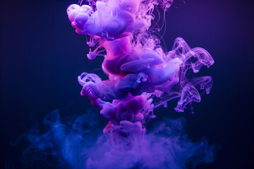 purple and blue colored colorful smoke, paint or ink in the water, liquid or fluid, motion wallpaper art, vapor in motion on a black background