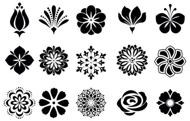 Flowers icon set. Flowers isolated on transparent background. Flowers in modern simple. Cute round flower plant nature collection. Vector illustrator