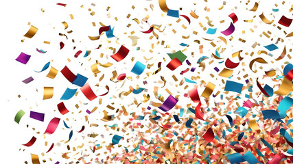 Obraz premium Colorful confetti flying on white background, Generative AI