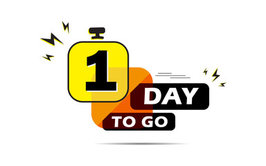 Fototapeta premium One day to go vector design. 1 day to go design concept. 1 countdown left day logo icon, count time sale lable, one day left colorful vector illustration, 