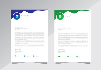 Modern company letterhead with green and blue colour design,  Corporate business letterhead with abstract design, letterhead vector template design.