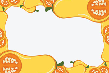 Vegetable pumpkin border or slice of pumpkin frame banner with copy space