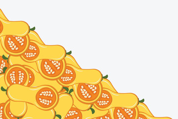 Vegetable pumpkin border or slice of pumpkin frame banner with copy space
