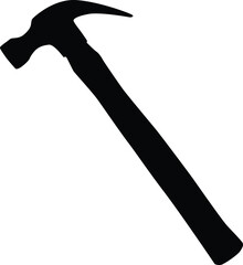 Silhouette of hammer illustration. Essential tool in black color. Home repair accessories. 