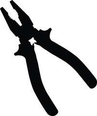 Silhouette of pliers illustration. Essential tool in black color. Home repair accessories. 
