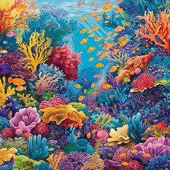 Colorful Coral Reefs and Fish at Ocean Depths