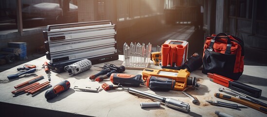 photo of a complete collection of work tools in the locker