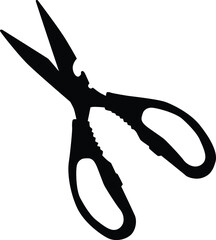 Silhouette of scissor illustration. Essential tool in black color. Home repair accessories. 