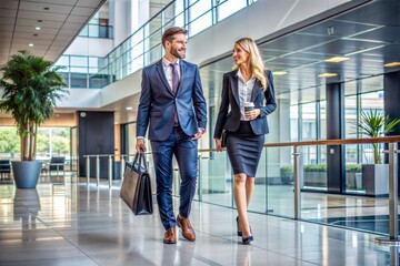 Fototapeta premium businessmen with briefcase walking on the street