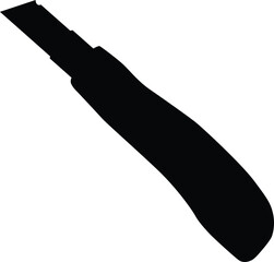 Silhouette of utility knife illustration. Essential tool in black color. Home repair accessories. 