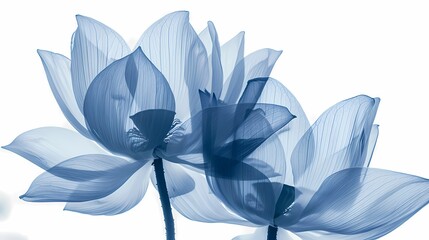 Digital technology blue transparent lotus abstract graphic poster web page PPT background