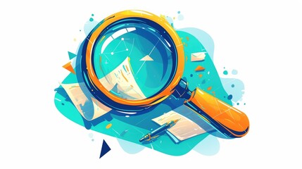 Look for a job vacancy icon designed in a fun comic style Discover a career themed cartoon 2d illustration featuring a magnifying glass set against a white background Uncover the splash effe