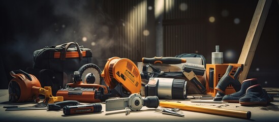 photo of a complete collection of work tools in the locker
