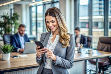 businesswoman using smartphone in office