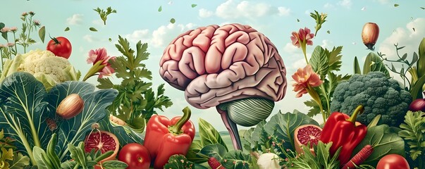 Cerebral Bounty A Brain Thriving in a Verdant Vegetable Wonderland