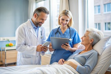 Obraz premium doctor and nurse holding clipboard