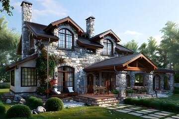 European-style retro stone villa