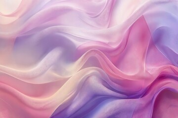 Fototapeta premium a close-up of soft, flowing fabric with a gradient of pastel colors ranging from pink to purple and white