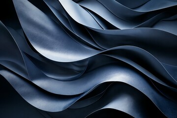 a series of smooth, wavy blue fabric folds, creating an abstract pattern