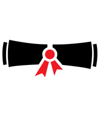 Graduation diploma clip art design on plain white transparent isolated background for card, shirt, hoodie, sweatshirt, apparel, tag, mug, icon, poster or badge