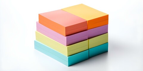 Colorful blank sticky notes on white background. Concept Photography, Studio Setup, Colorful, Office Supplies, Creativity