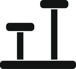 Flat icon depicting a treadmill next to an exercise bench, ideal for fitnessthemed graphics