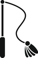 Minimalist fishing rod silhouette icon in black and white design, perfect for fishing, angling, and outdoor recreation graphic illustration