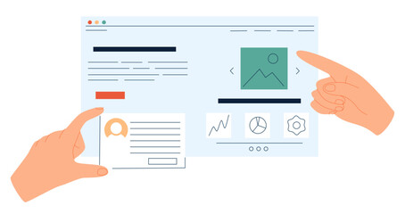 UI UX design of mobile app concept. Abstract phone application interface creation process.