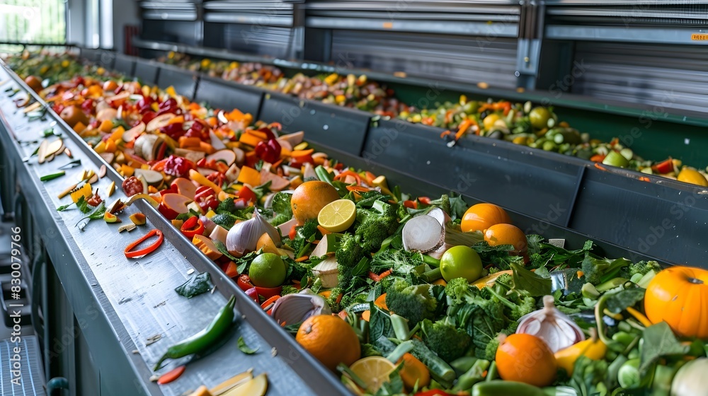 Wall mural high-tech food waste recycling facility revolutionizing renewable energy production