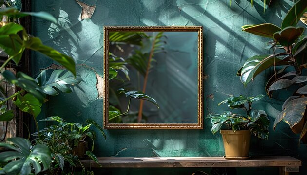 fhoto frame with green wall UHD Wallpapar