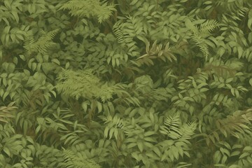 Fototapeta premium Camouflage pattern with green leaves on dark background