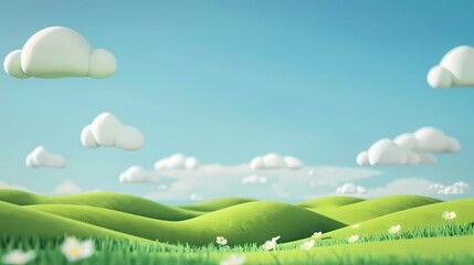 Obraz premium green hills with a blue sky poster background