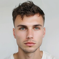 Portrait of a Confident Man with Short Hair on White Background for Business or Lifestyle Use Generative AI