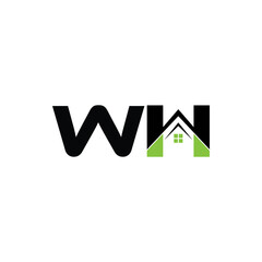 WH letter  real estate vector logo design.