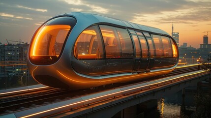 Solar panels integrated into a futuristic transport system