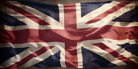 Vintage Union Jack Flag: A Grunge Tribute to UK History and Patriotism. Concept Vintage Union Jack Flag, Grunge Style, UK History, Tribute, Patriotism