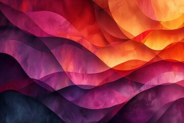 Obraz premium A rich composition of textured waves in shades of red, purple, and orange create an abstract art backdrop, conveying passion and drama
