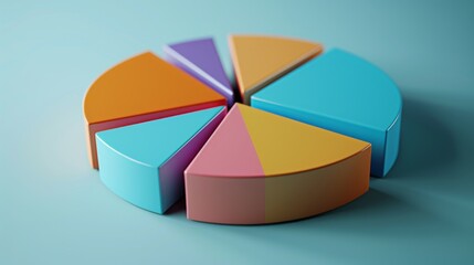 Obraz premium A 3D pie chart showcasing percentages and ratios, providing a visual representation of data for analysis.