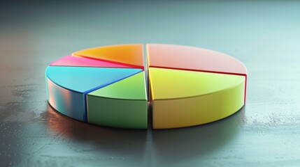 Obraz premium A 3D pie chart showcasing percentages and ratios, providing a visual representation of data for analysis.