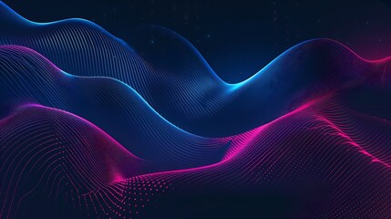 Glowing wavy blue and pink color halftone on dark background