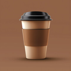 Classic White Cup of Coffee on a Simple Brown Background